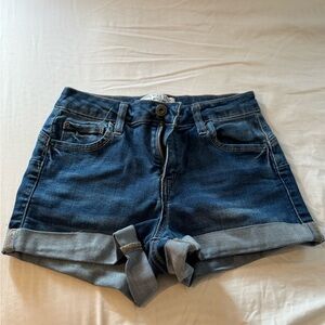 Wax Jean Blue High-Waisted Cuffed Jean Shorts